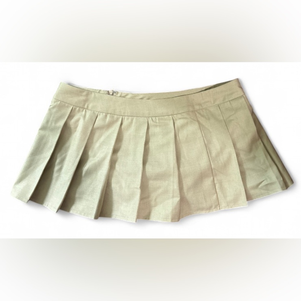 Lioness Women’s Small Beige Pleated Mini Skirt A-Line Preppy Style